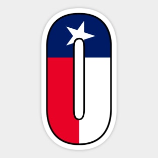 Number 0 Texas Flag Sticker